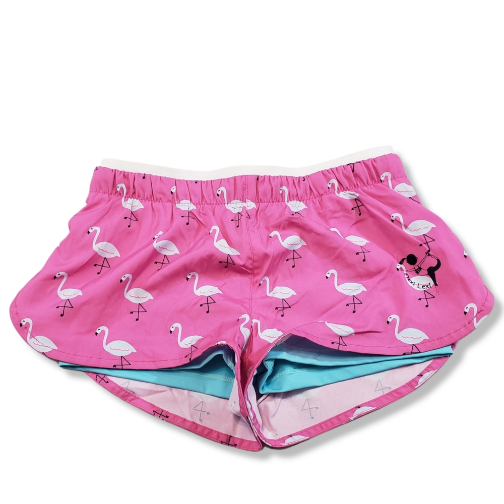 Flexi Lexi Shorts Size Small Flamingo Print Yoga Activewear Workout Gym Athletic